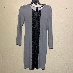 Venus Dress Black White Houndstooth Lace Detail Size 10 Stretchy